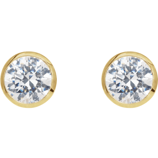 ROUND BEZEL DIAMOND STUD EARRINGS