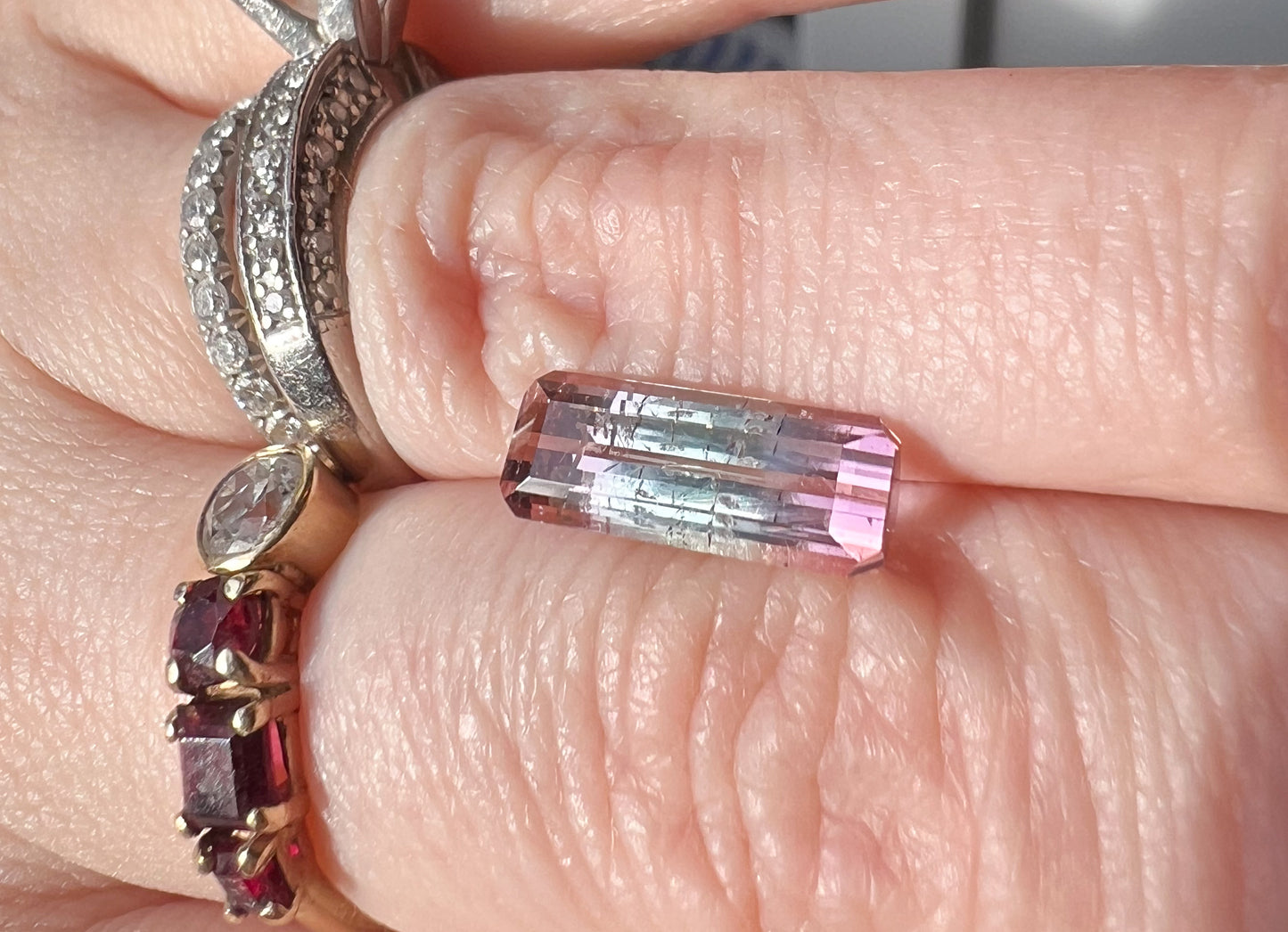 1.55ct Watermelon Afghan Tourmaline — T Bar Pendant