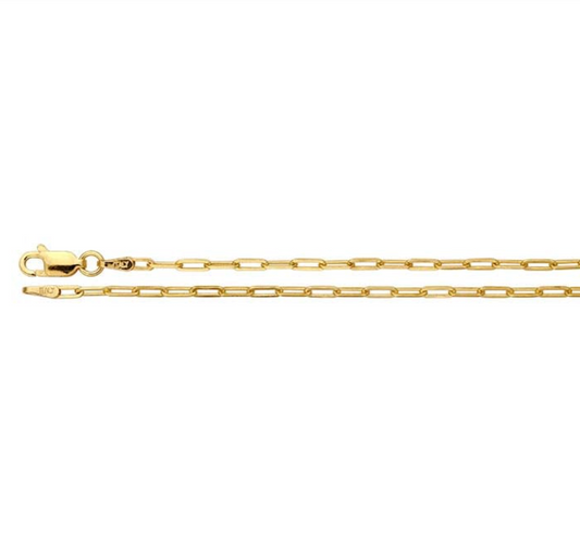14k Yellow Gold 1.9mm Flat Oval Cable Chain 24"