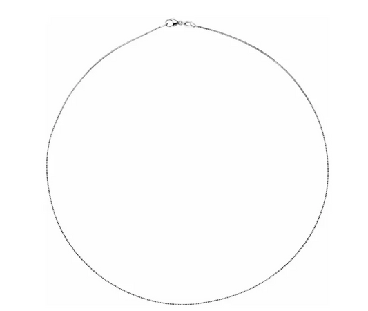 Rhodium Plated Sterling Silver 0.8mm Diamond-cut Box Chain — 18"