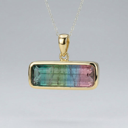 1.55ct Watermelon Afghan Tourmaline — T Bar Pendant