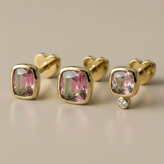 Watermelon Afghan Tourmalines — Flat Back Studs — Made to Order