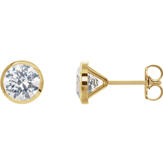 ROUND BEZEL DIAMOND STUD EARRINGS