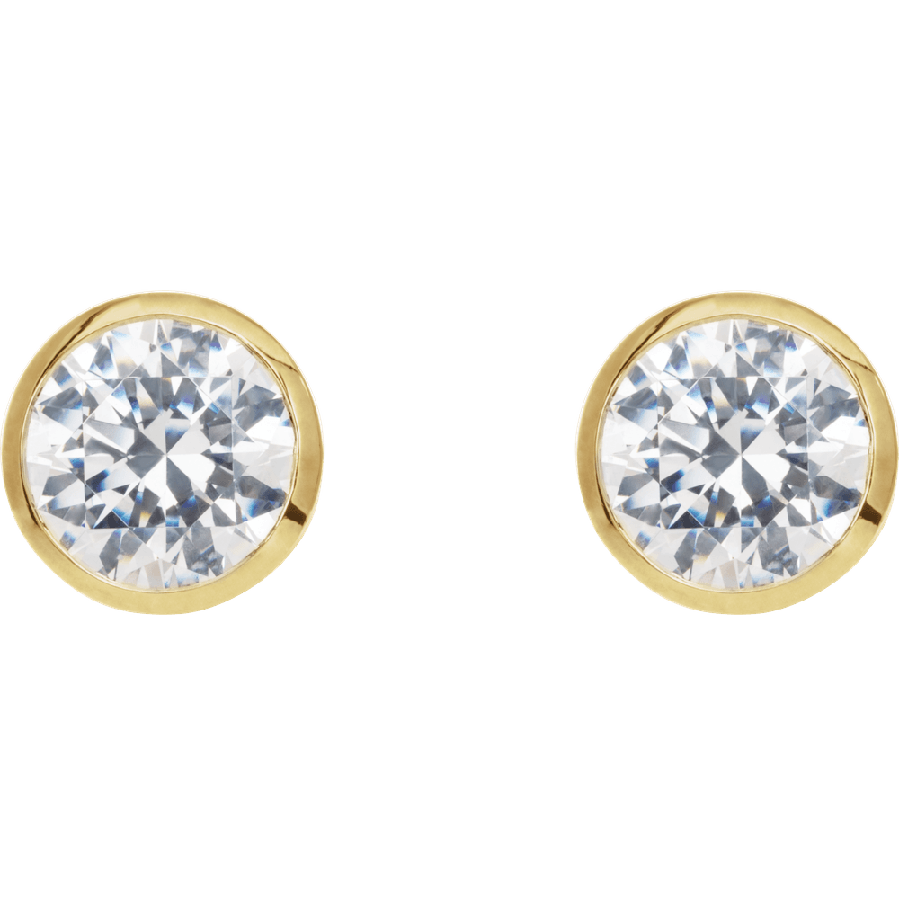 ROUND BEZEL DIAMOND STUD EARRINGS