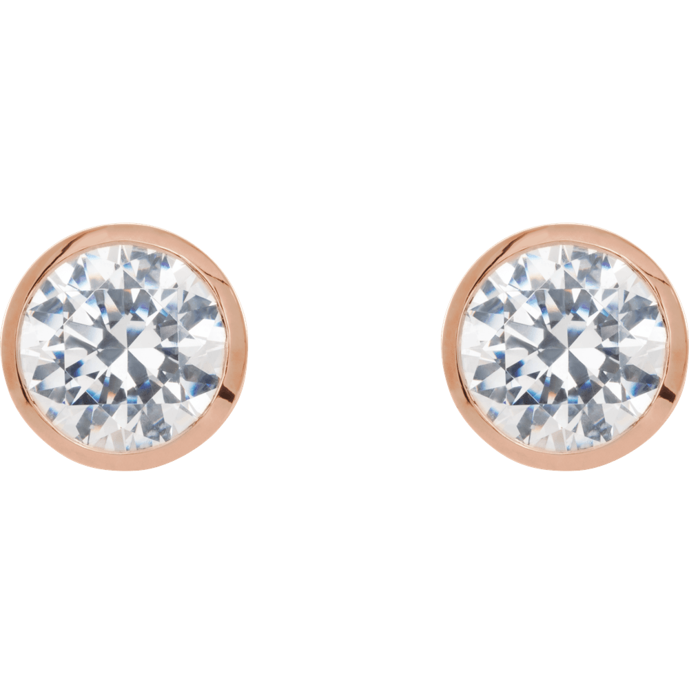 ROUND BEZEL DIAMOND STUD EARRINGS