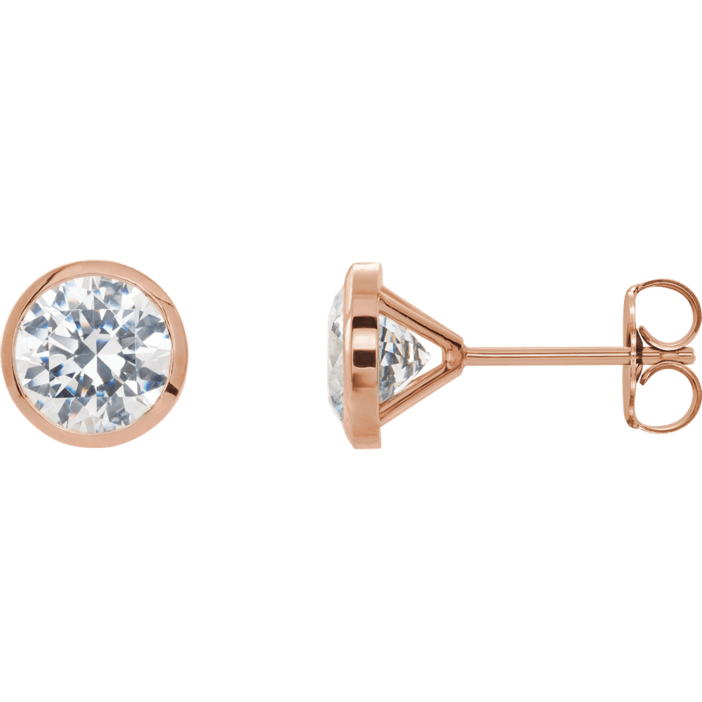ROUND BEZEL DIAMOND STUD EARRINGS