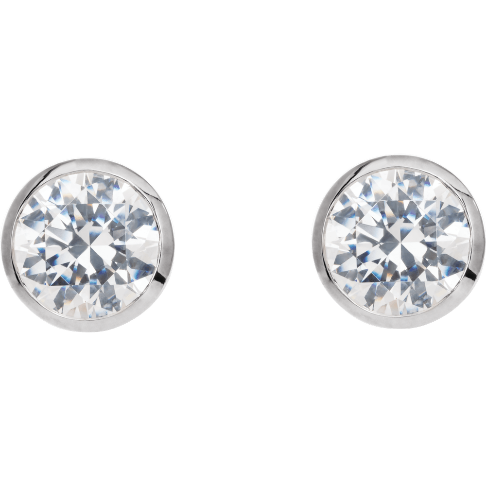 ROUND BEZEL DIAMOND STUD EARRINGS