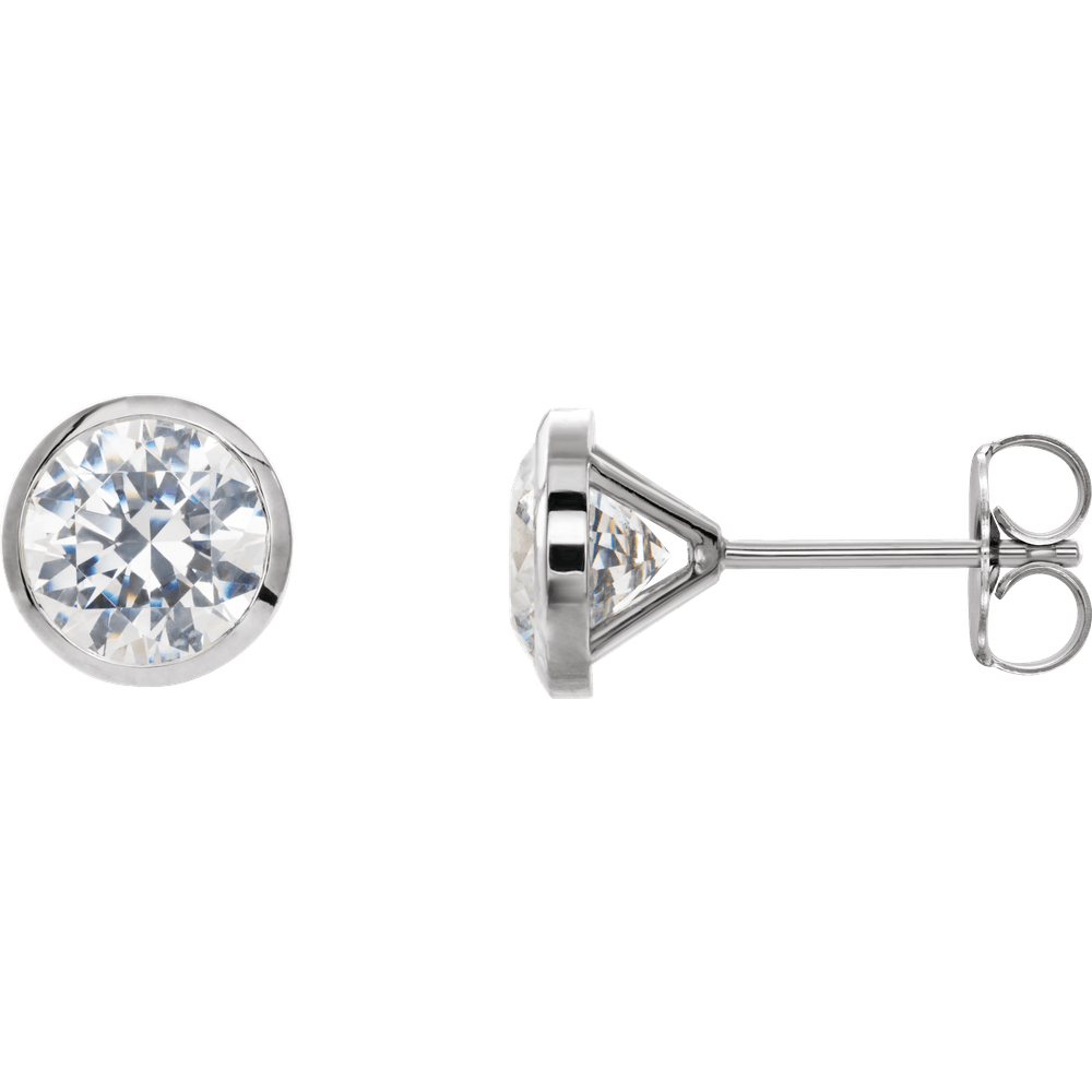 ROUND BEZEL DIAMOND STUD EARRINGS