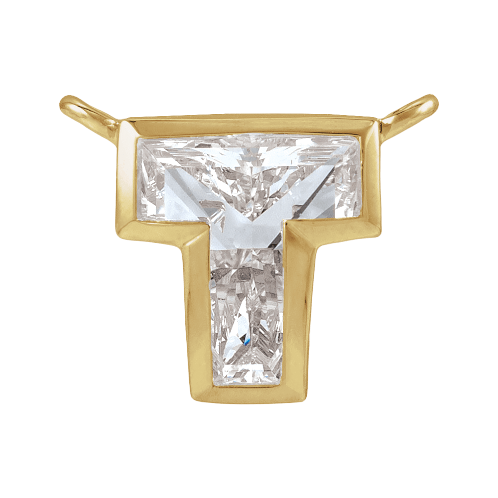 The Bezel Diamond Initial Dangle