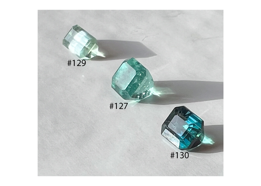 Teal & Green Afghan Tourmaline Flat Back Studs — Three Stone Options — Made to Order