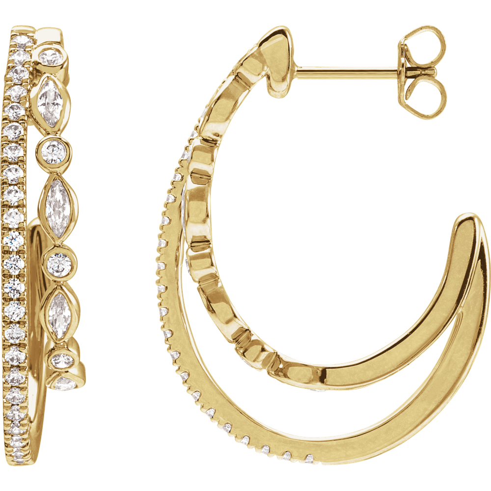 THE DOUBLE-ARC MARQUISE HOOP EARRINGS 1 1/5 CTW