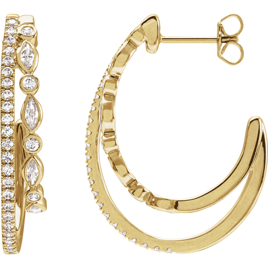 THE DOUBLE-ARC MARQUISE HOOP EARRINGS 1 1/5 CTW
