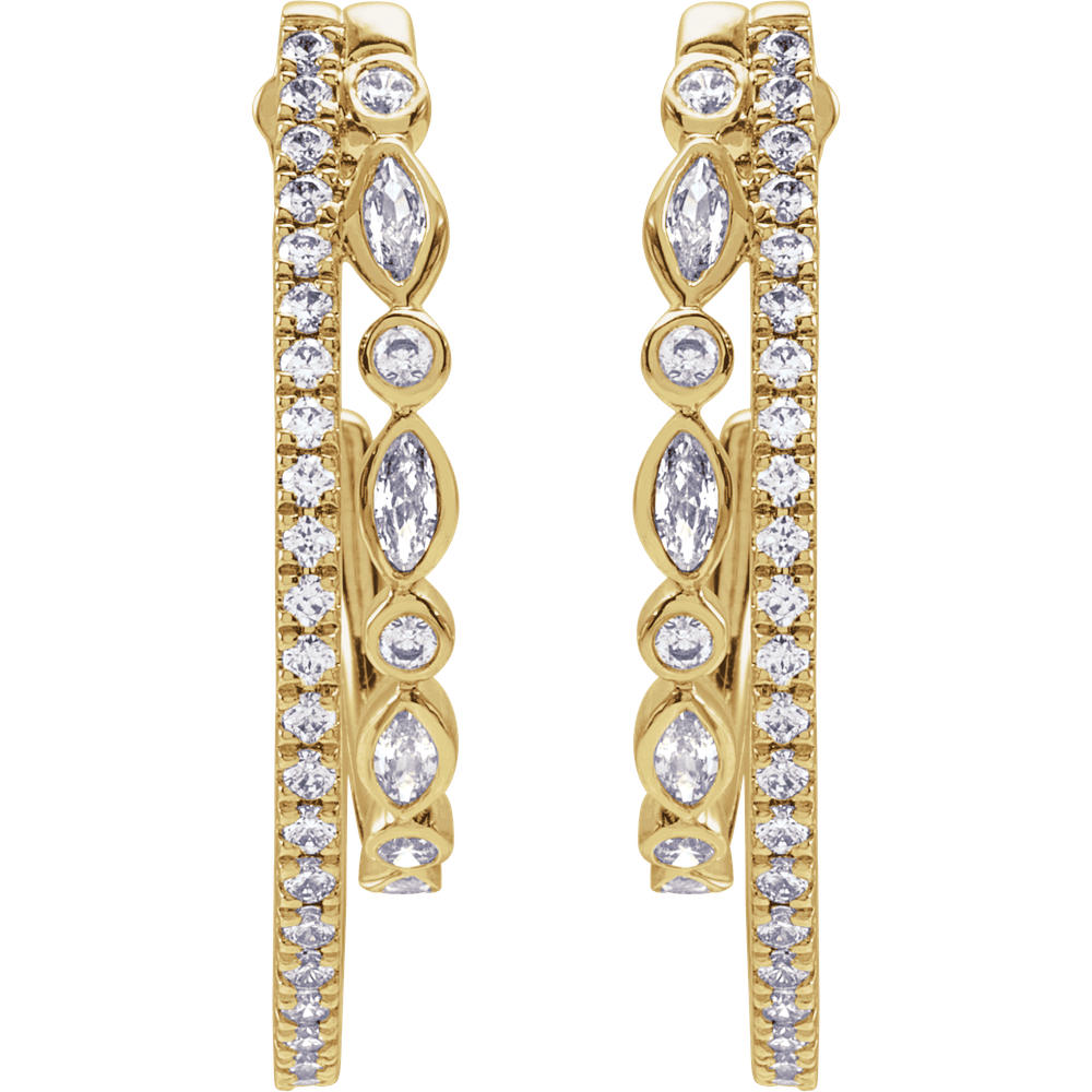 THE DOUBLE-ARC MARQUISE HOOP EARRINGS 1 1/5 CTW