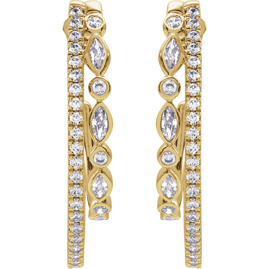 THE DOUBLE-ARC MARQUISE HOOP EARRINGS 1 1/5 CTW
