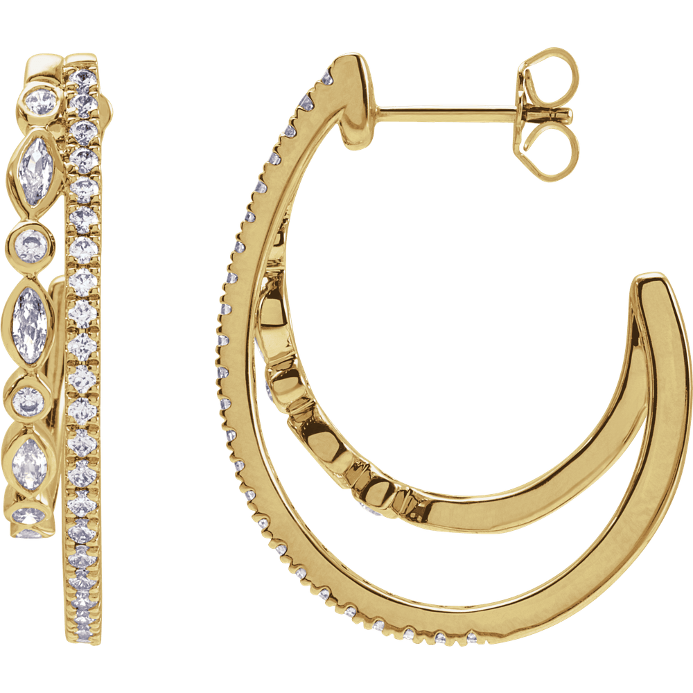THE DOUBLE-ARC MARQUISE HOOP EARRINGS 1 1/5 CTW