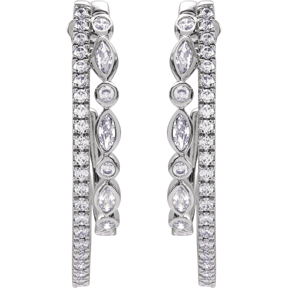 THE DOUBLE-ARC MARQUISE HOOP EARRINGS 1 1/5 CTW