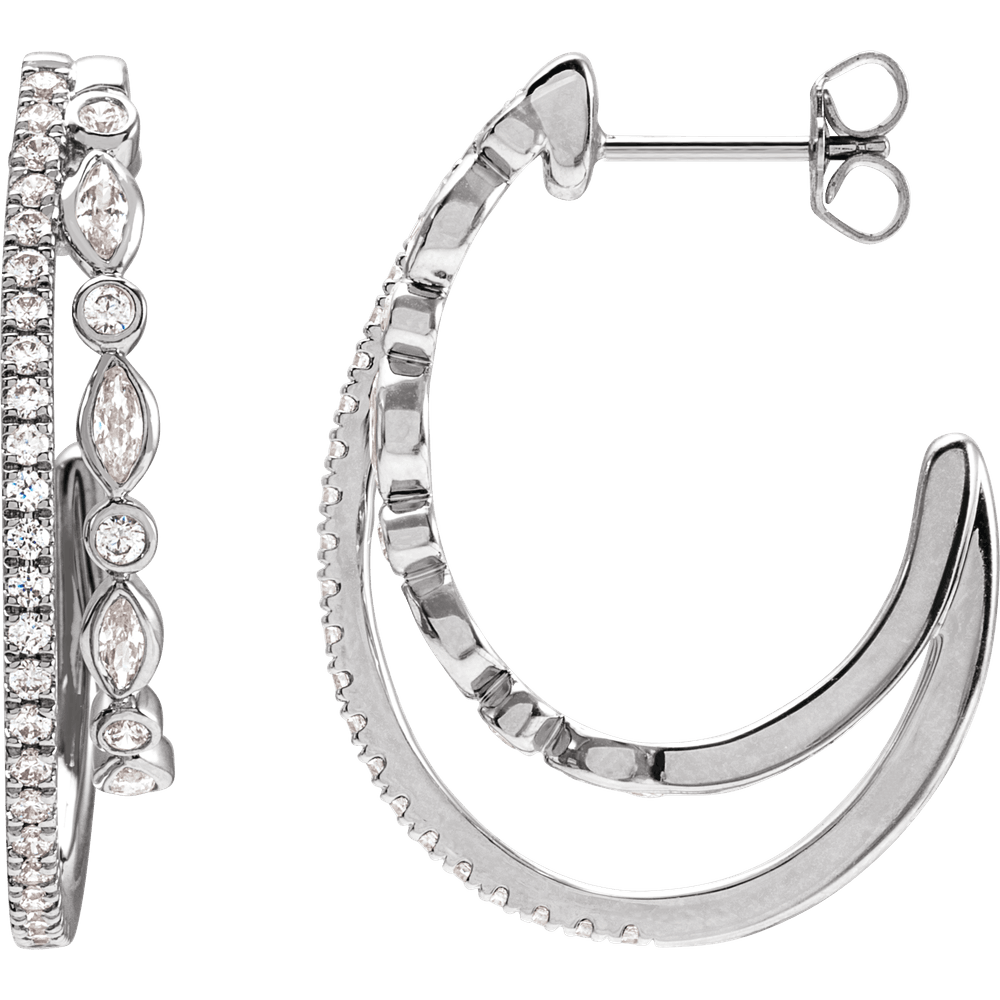 THE DOUBLE-ARC MARQUISE HOOP EARRINGS 1 1/5 CTW