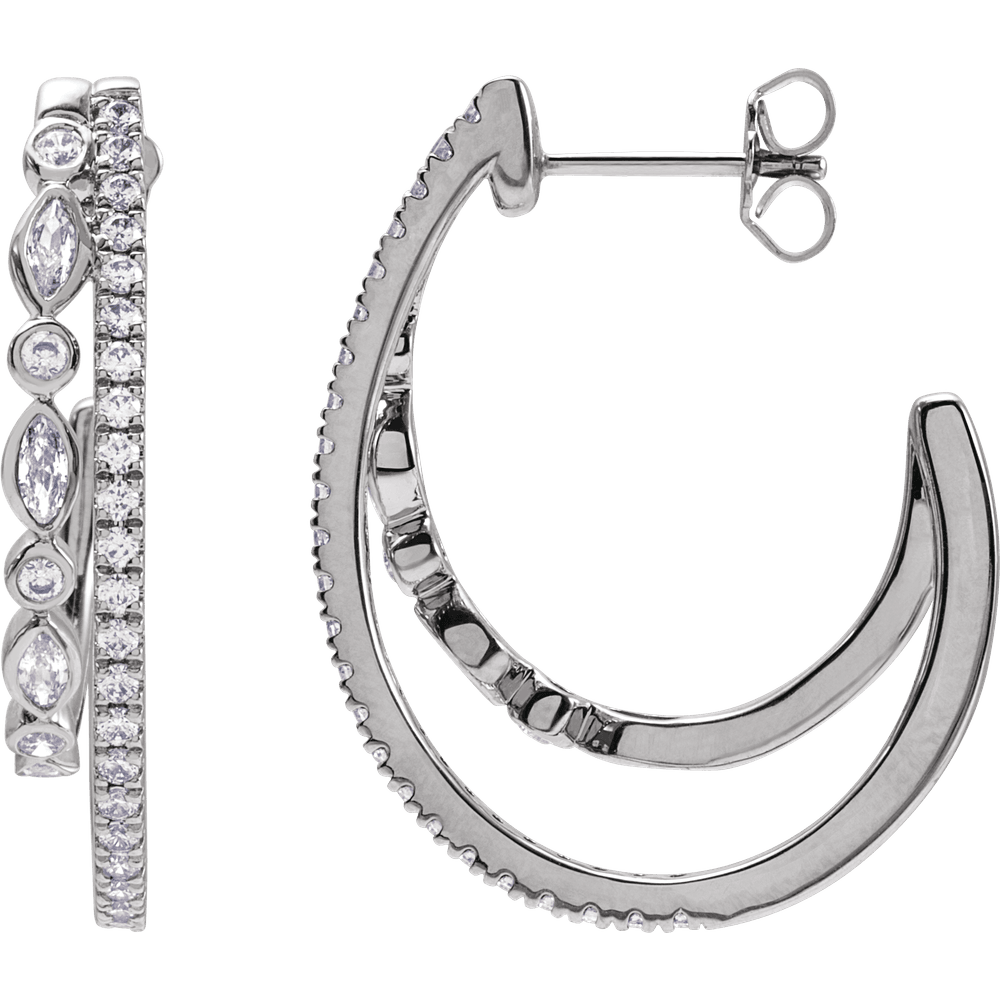THE DOUBLE-ARC MARQUISE HOOP EARRINGS 1 1/5 CTW