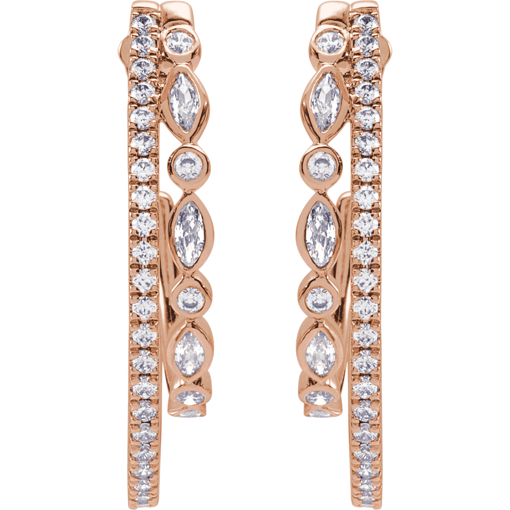 THE DOUBLE-ARC MARQUISE HOOP EARRINGS 1 1/5 CTW