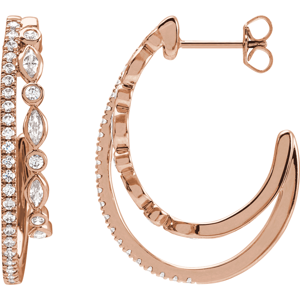 THE DOUBLE-ARC MARQUISE HOOP EARRINGS 1 1/5 CTW