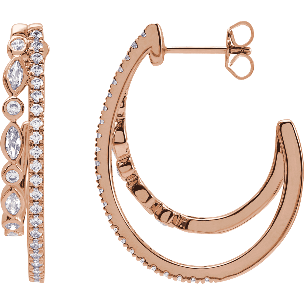 THE DOUBLE-ARC MARQUISE HOOP EARRINGS 1 1/5 CTW