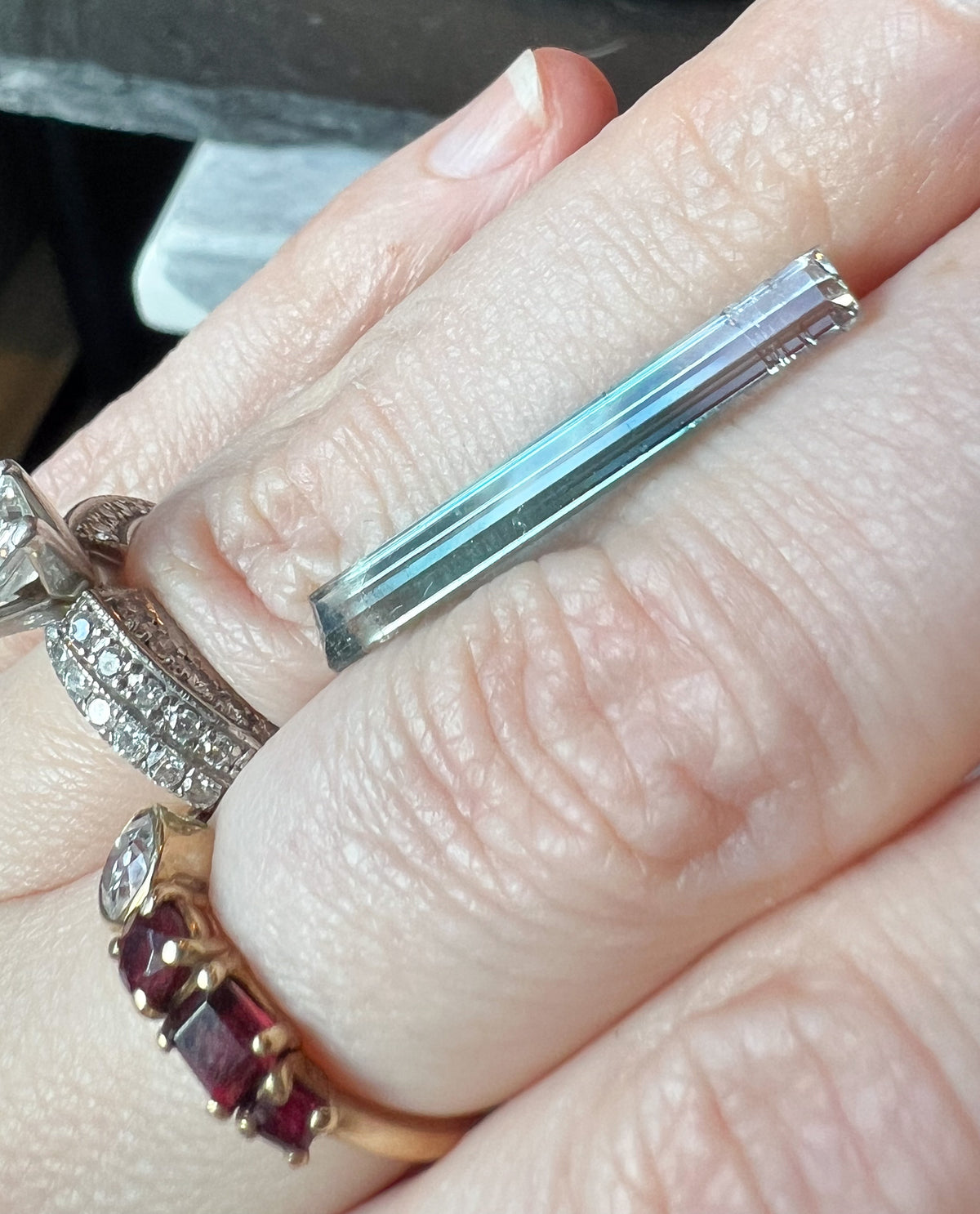 3.72ct Clear + Baby Blue Afghan Tourmaline — T Bar Drop Pendant - Made to Order