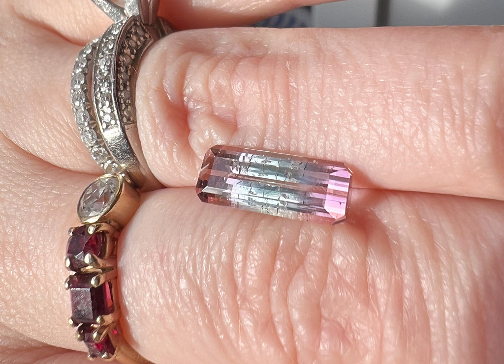 1.55ct Watermelon Afghan Tourmaline — T Bar Pendant