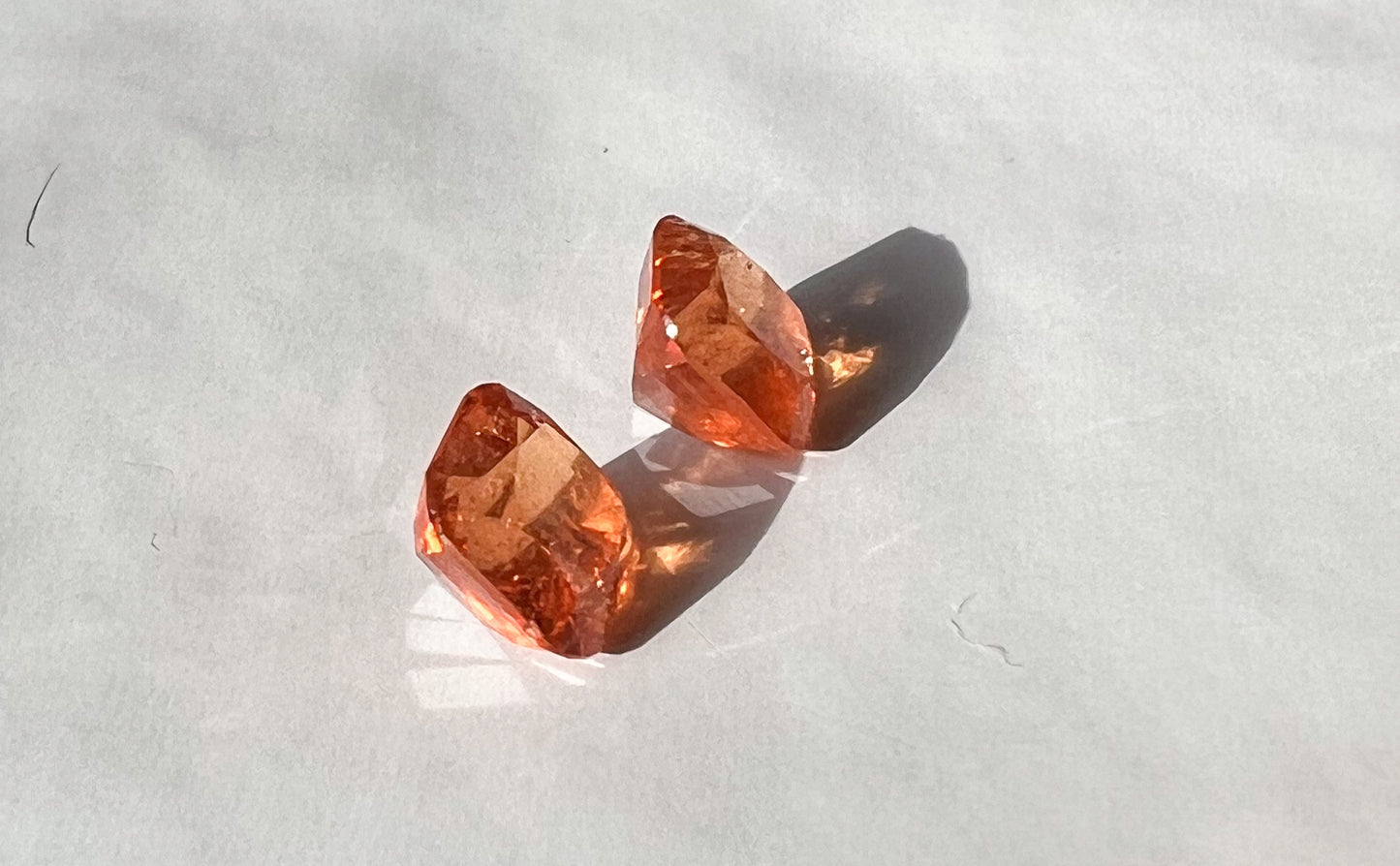Fanta Spessartite Garnet Flat Back Stud Pair — Matched — Made to Order