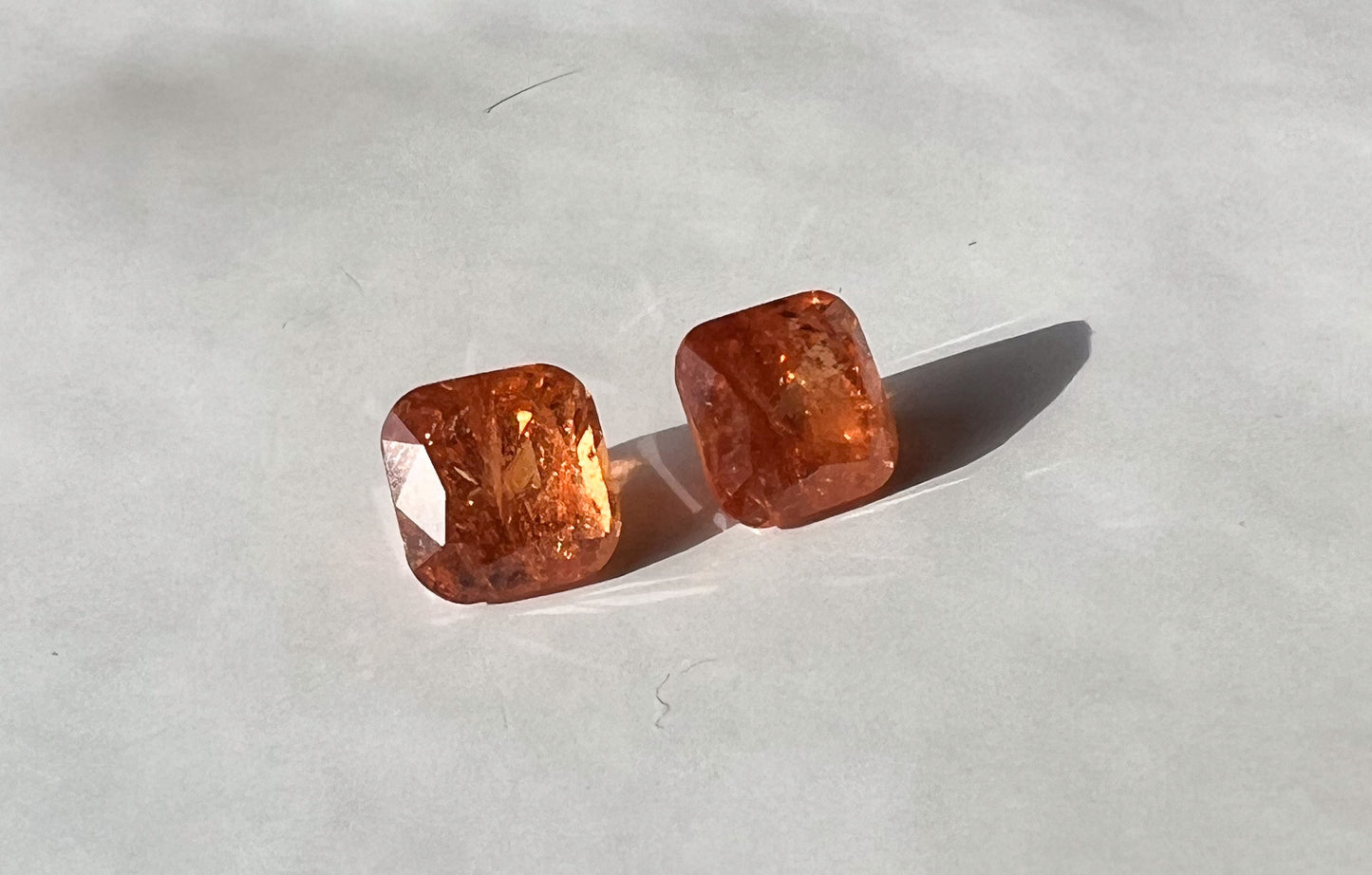 Fanta Spessartite Garnet Flat Back Stud Pair — Matched — Made to Order