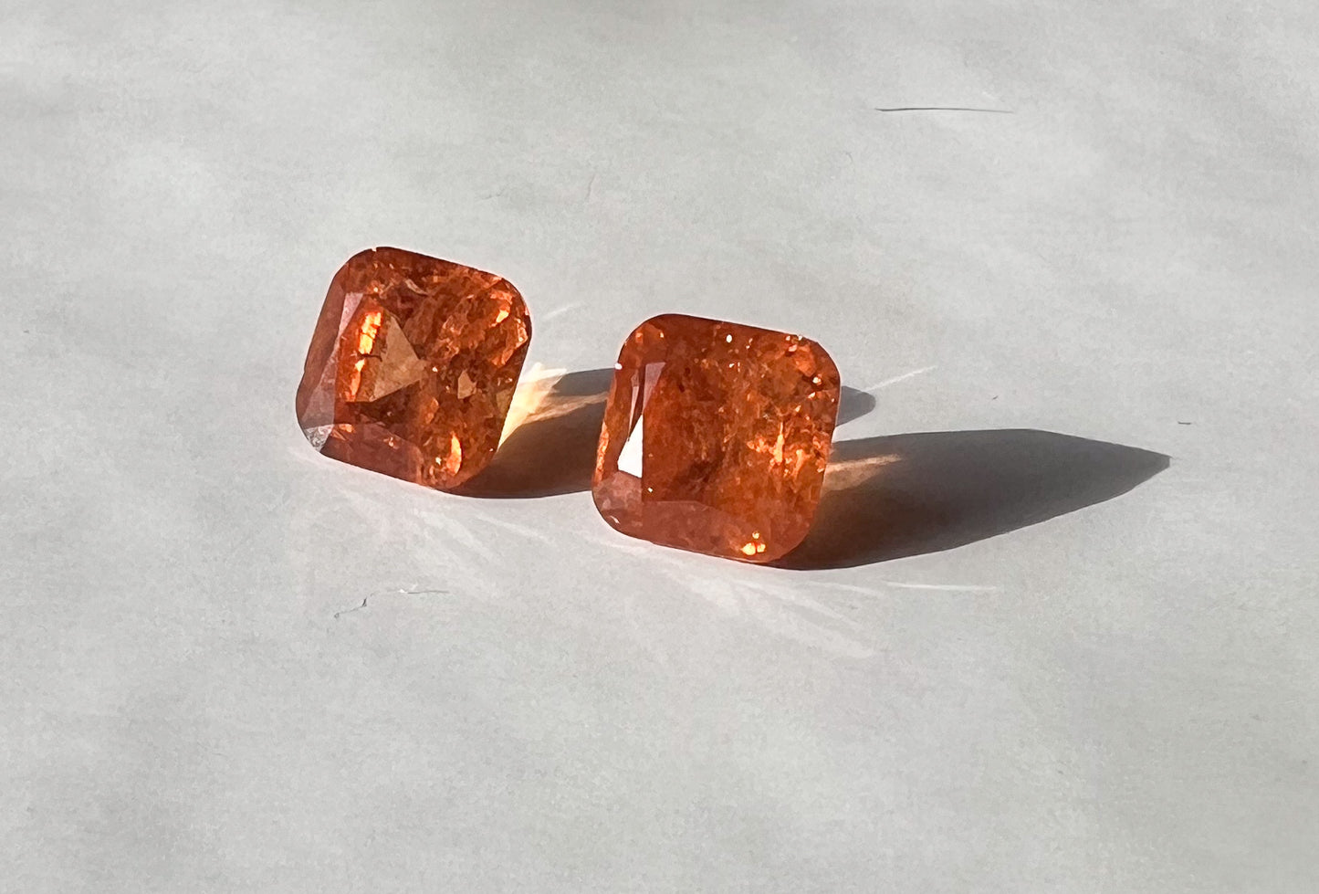 Fanta Spessartite Garnet Flat Back Stud Pair — Matched — Made to Order