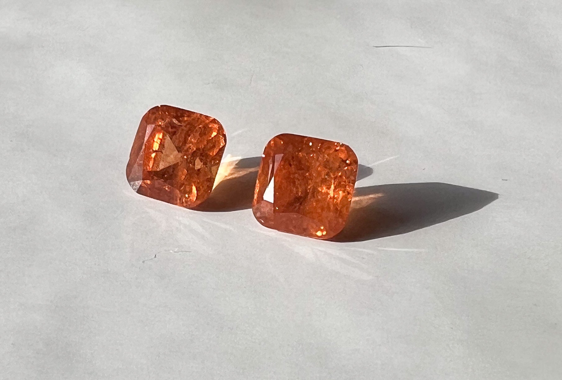 Fanta Spessartite Garnet Flat Back Stud Pair — Matched — Made to Order