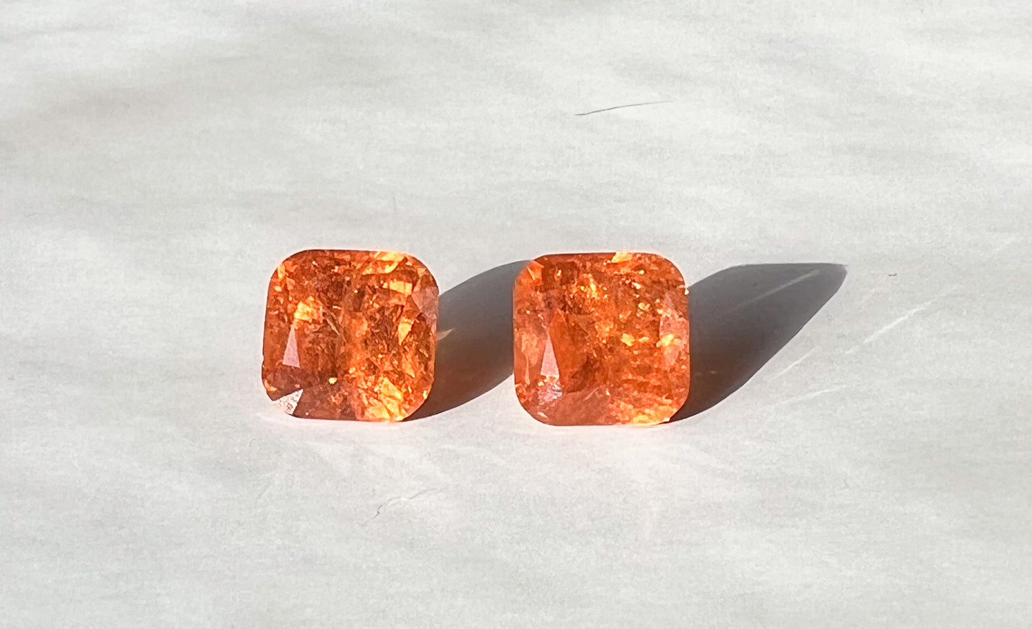 Fanta Spessartite Garnet Flat Back Stud Pair — Matched — Made to Order