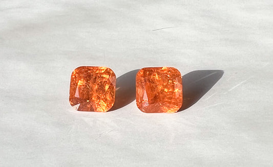 Fanta Spessartite Garnet Flat Back Stud Pair — Matched — Made to Order