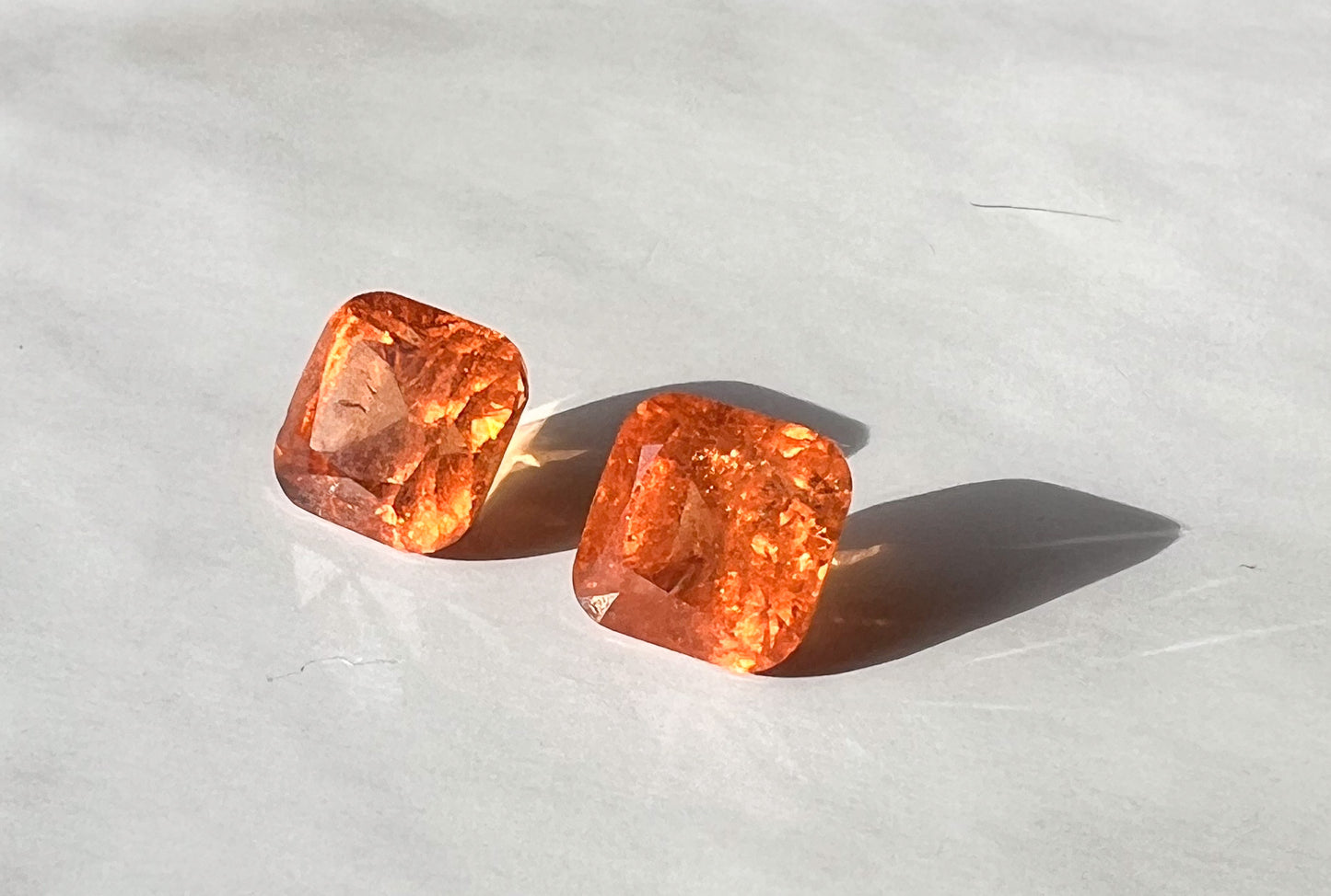 Fanta Spessartite Garnet Flat Back Stud Pair — Matched — Made to Order