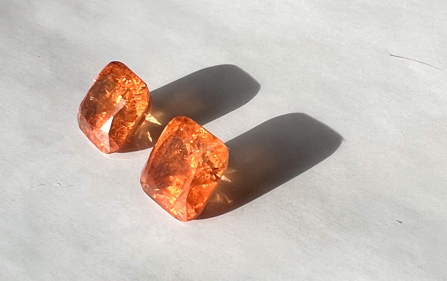 Fanta Spessartite Garnet Flat Back Stud Pair — Matched — Made to Order