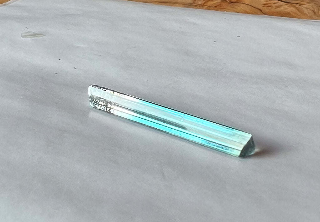 1.65ct Clear + Light Blue Afghan Tourmaline — T Bar Pendant - Made to Order