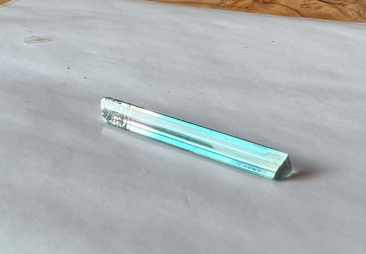 3.72ct Clear + Baby Blue Afghan Tourmaline — T Bar Drop Pendant - Made to Order