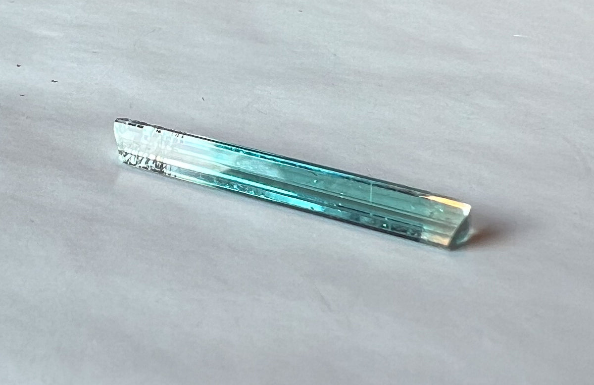 3.72ct Clear + Baby Blue Afghan Tourmaline — T Bar Drop Pendant - Made to Order