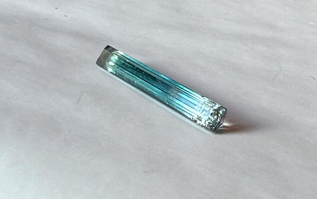 3.72ct Clear + Baby Blue Afghan Tourmaline — T Bar Drop Pendant - Made to Order