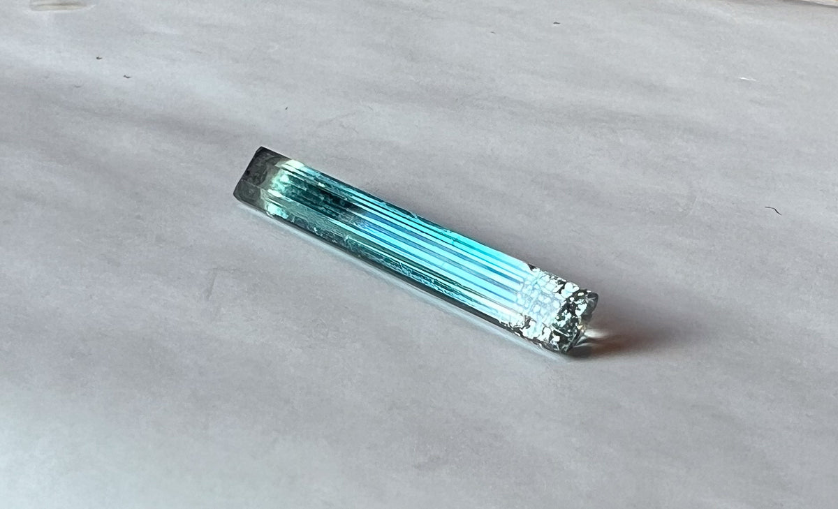 3.72ct Clear + Baby Blue Afghan Tourmaline — T Bar Drop Pendant - Made to Order