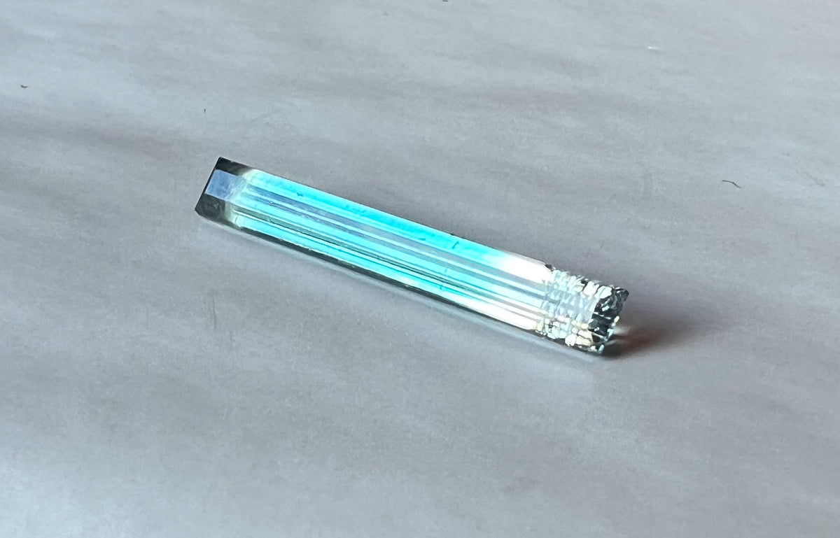3.72ct Clear + Baby Blue Afghan Tourmaline — T Bar Drop Pendant - Made to Order