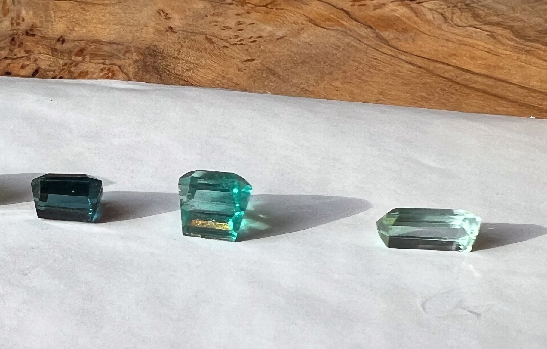 Teal & Green Afghan Tourmaline Flat Back Studs — Three Stone Options — Made to Order