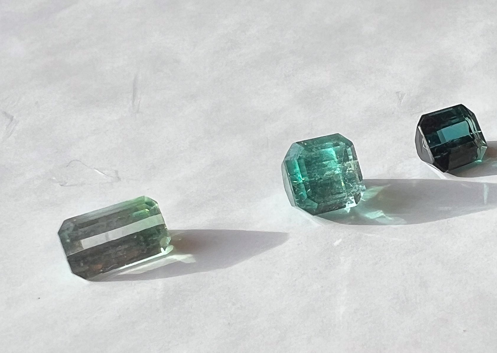 Teal & Green Afghan Tourmaline Flat Back Studs — Three Stone Options — Made to Order