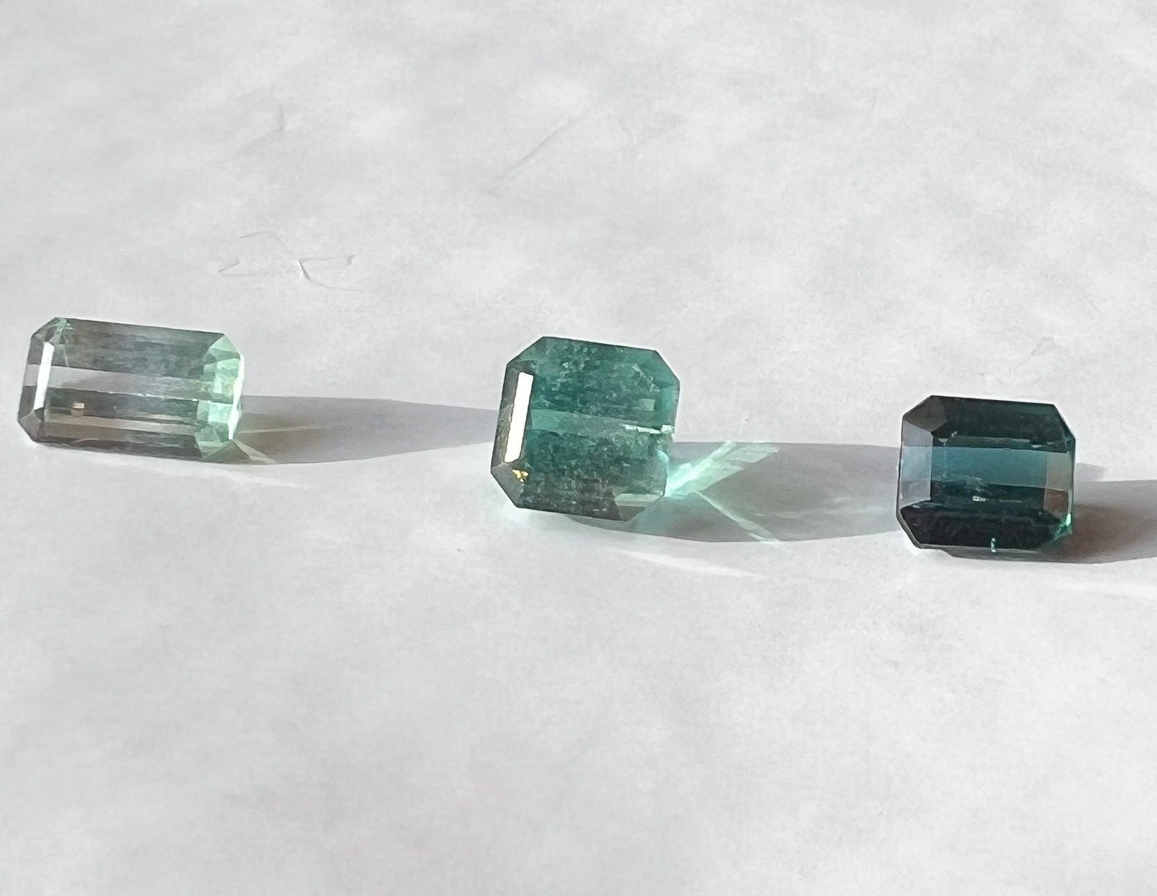 Teal & Green Afghan Tourmaline Flat Back Studs — Three Stone Options — Made to Order