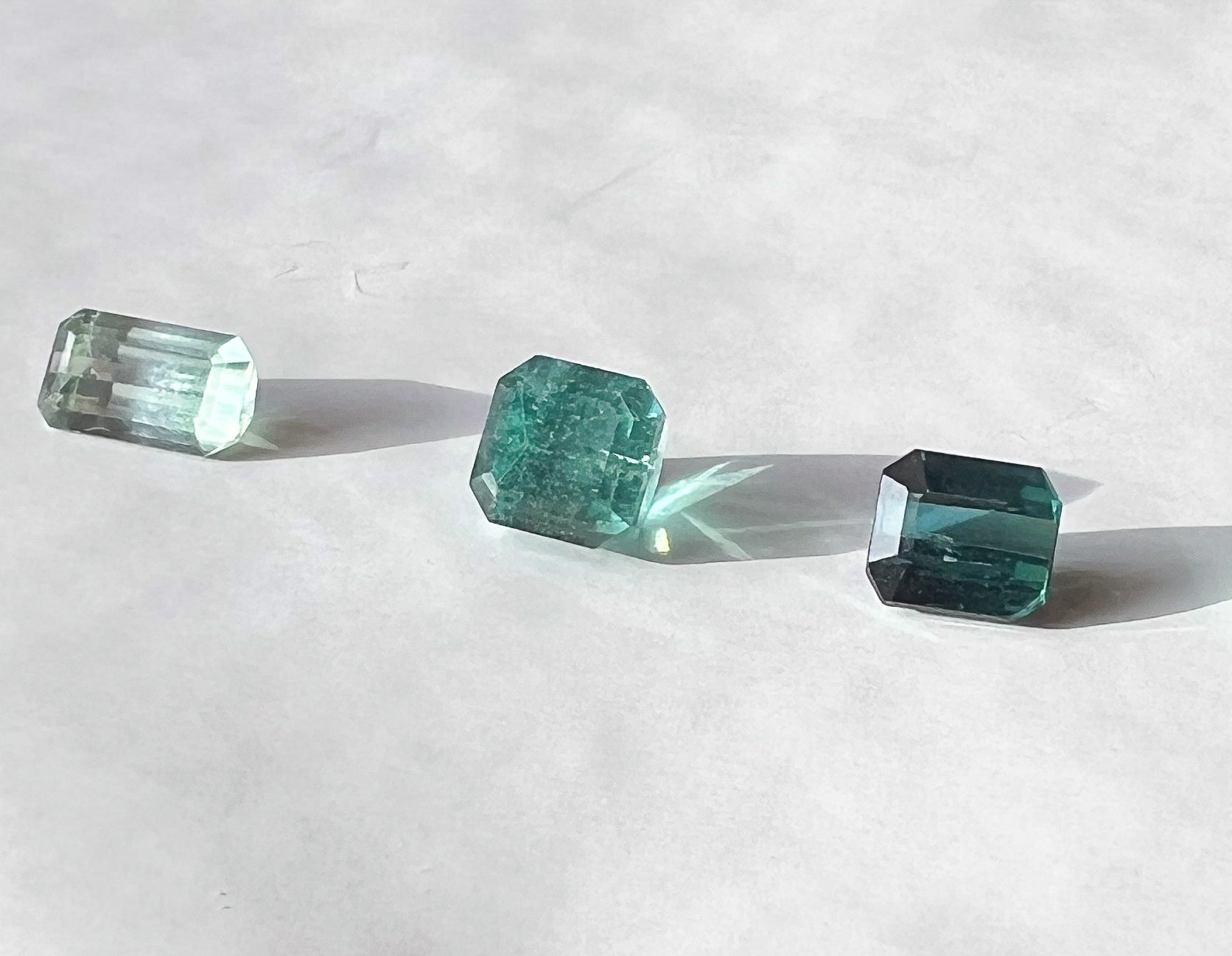 Teal & Green Afghan Tourmaline Flat Back Studs — Three Stone Options — Made to Order