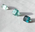 Teal & Green Afghan Tourmaline Flat Back Studs — Three Stone Options — Made to Order