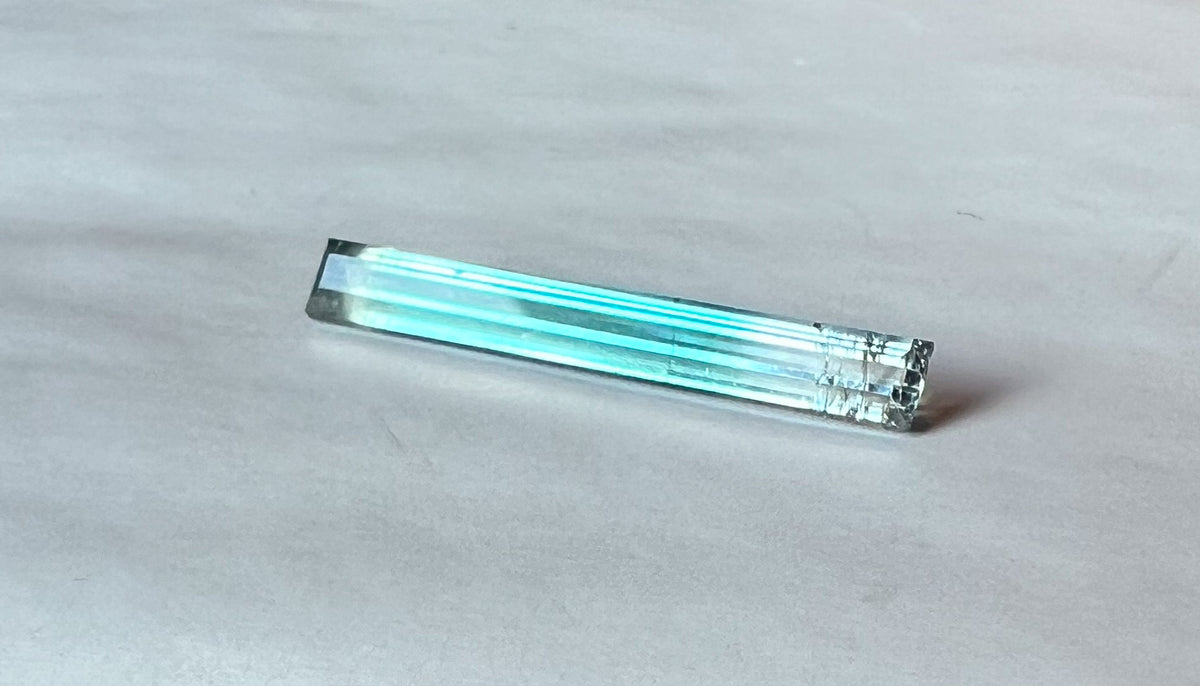 3.72ct Clear + Baby Blue Afghan Tourmaline — T Bar Drop Pendant - Made to Order