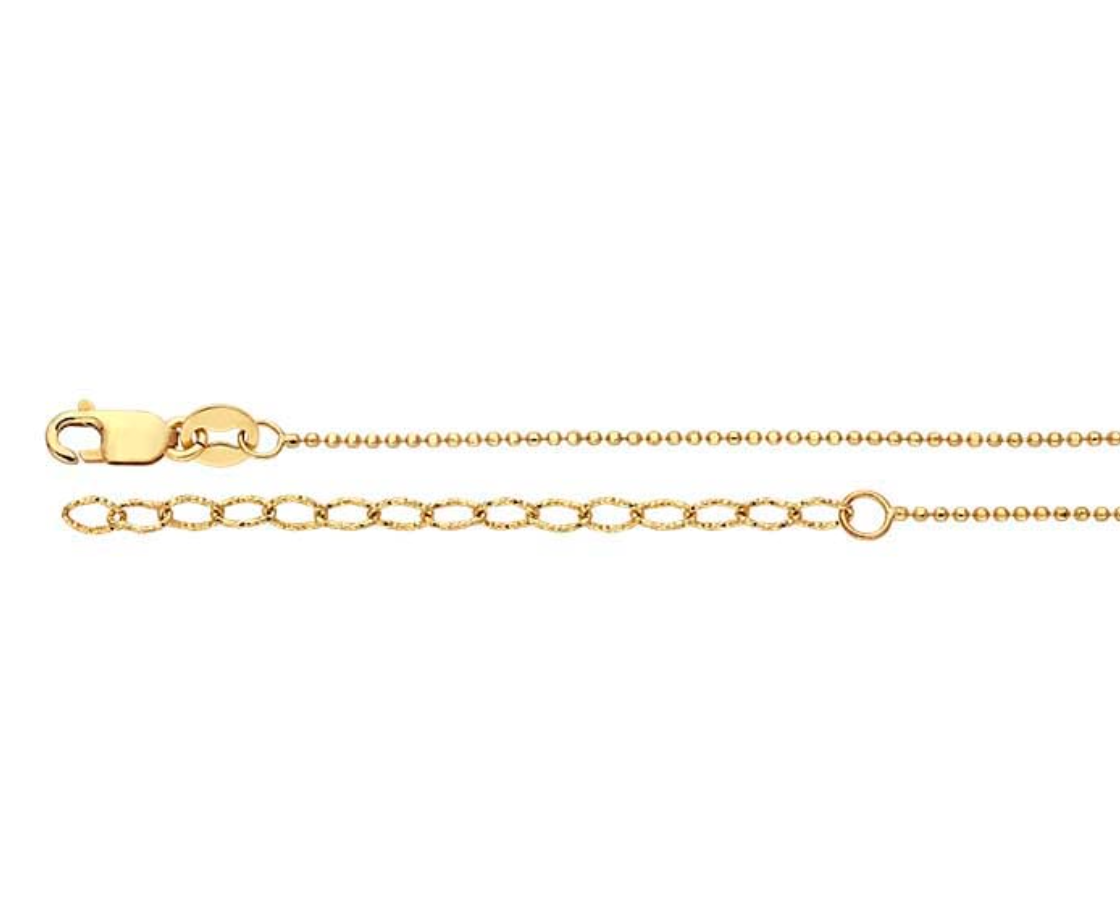 14k Yellow Gold Diamond-Set Bead Chain Necklace