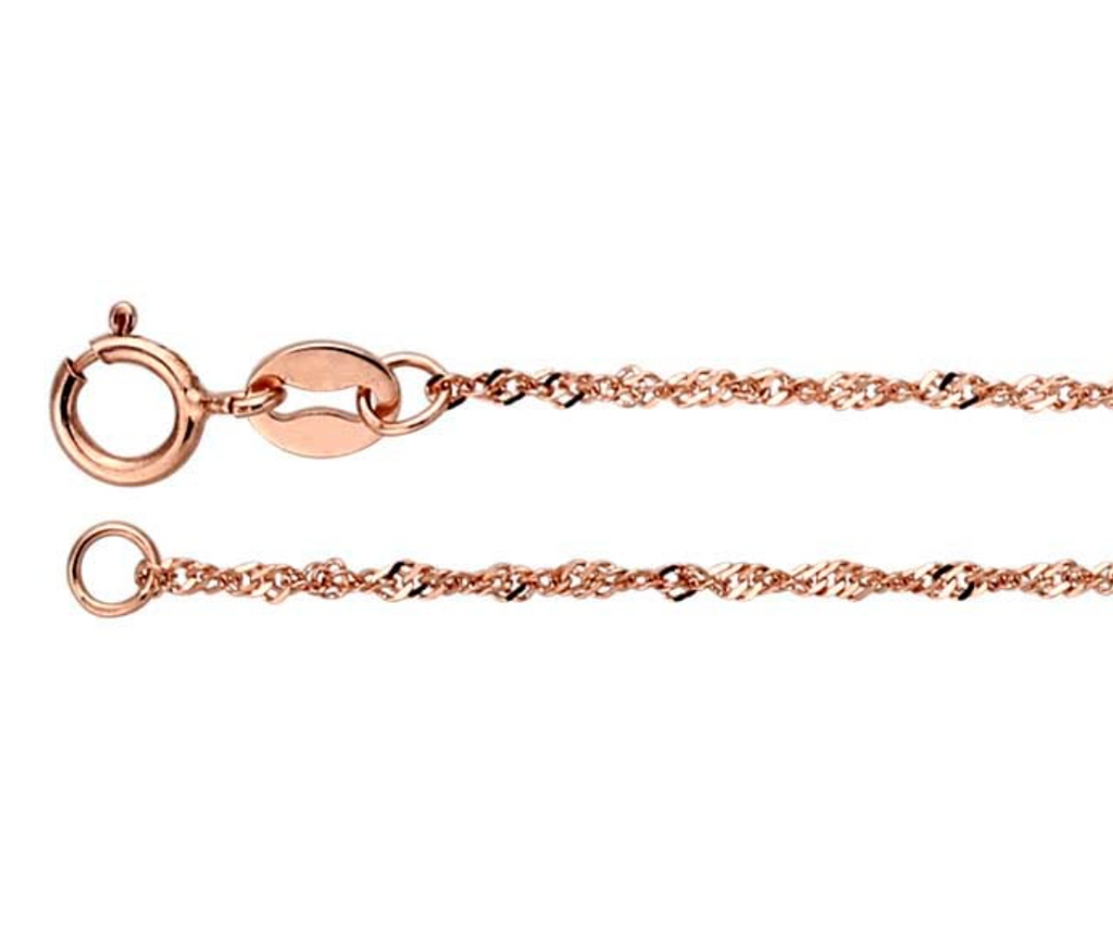 14k Rose Gold 1mm Diamond-Cut Singapore Chain — 18"