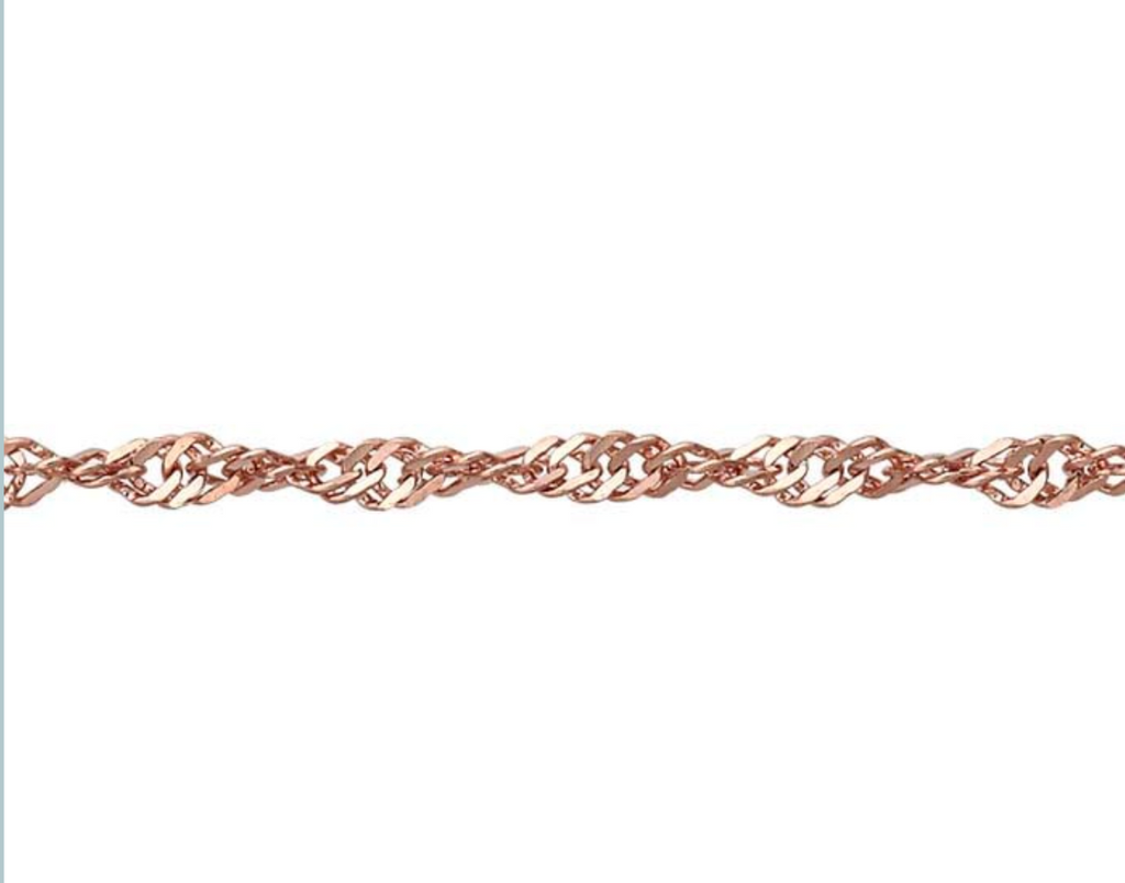 14k Rose Gold 1mm Diamond-Cut Singapore Chain — 18"